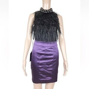Bebe beaded/ feather  cocktail dress